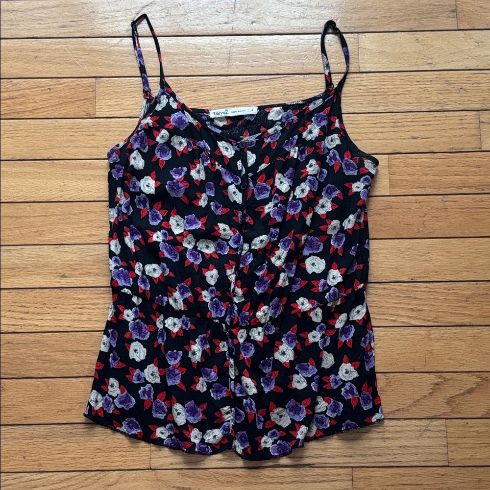 Kirra Purple Floral Y2K Camisole Tank Top Blouse Summer Women’s Size Large L